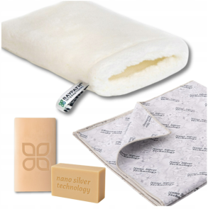 Raypath zestaw rękawica czyszcząca Biała M+Sunbeam Szary + mydło szare 100g